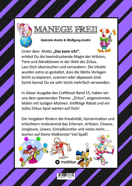 Produktbild: Craftbook - 100 Seiten - Malen - R&auml;tsel - Lustiges Zirkusspiel - Manege Frei - Tolle Artisten - Tiere - Attraktionen