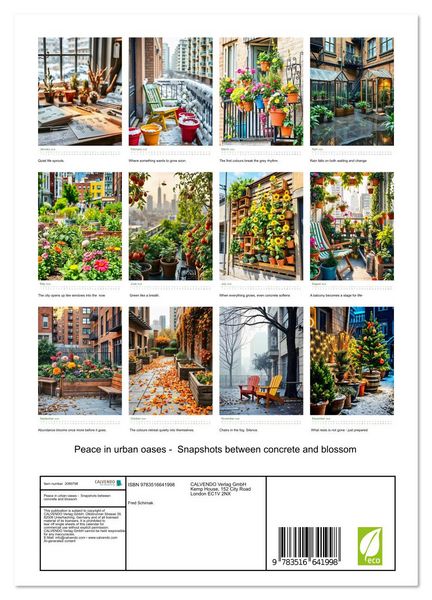 Produktbild: Peace in urban oases - Snapshots between concrete and blossom (Wall Calendar 2026 DIN A4 portrait), CALVENDO 12 Month Wall Calendar