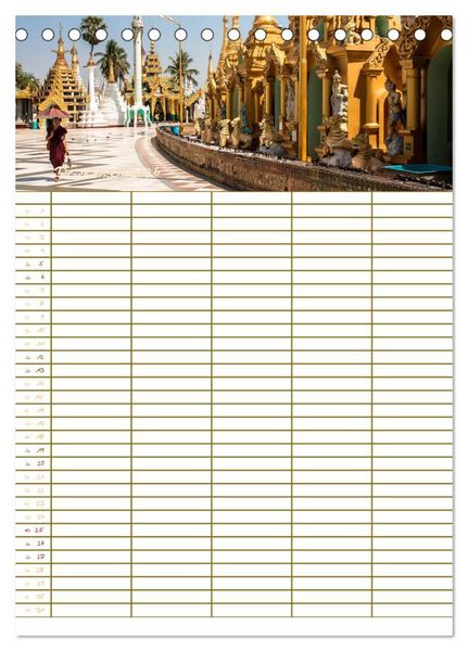 Produktbild: Goldenes Myanmar - Familienkalender 2026 (Tischkalender 2026 DIN A5 hoch), CALVENDO Monatskalender