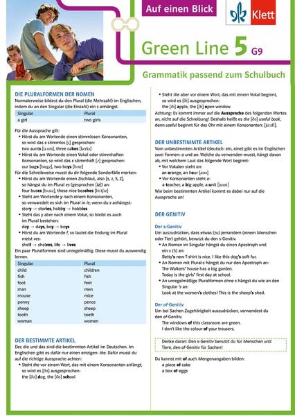 Produktbild: Green Line 5 G9 Klasse 9 Auf einen Blick. Grammatik passend zum Schulbuch