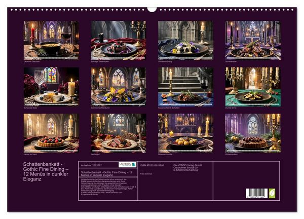Produktbild: Schattenbankett - Gothic Fine Dining &ndash; 12 Men&uuml;s in dunkler Eleganz (Wandkalender 2027 DIN A2 quer), CALVENDO Monatskalender