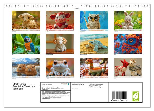 Produktbild: Strick-Safari - Gestrickte Tiere zum Verlieben (Wandkalender 2026 DIN A4 quer), CALVENDO Monatskalender