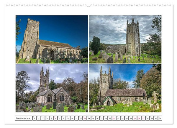 Produktbild: Trutzig und Wehrhaft - Englands Kirchen (hochwertiger Premium Wandkalender 2026 DIN A2 quer), Kunstdruck in Hochglanz