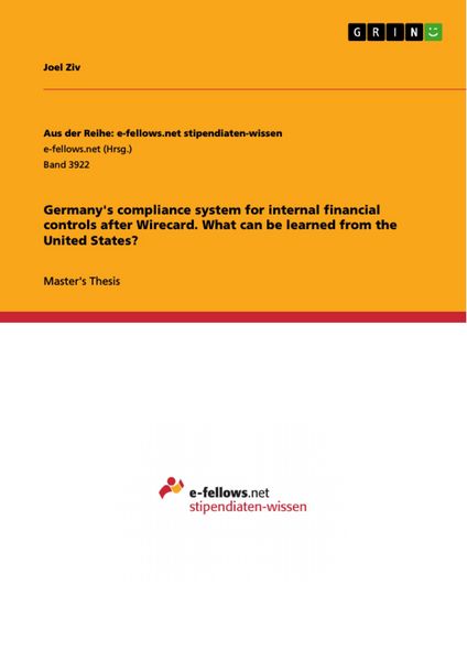 Produktbild: Germany's compliance system for internal financial controls after Wirecard. What can be learned from the United States?