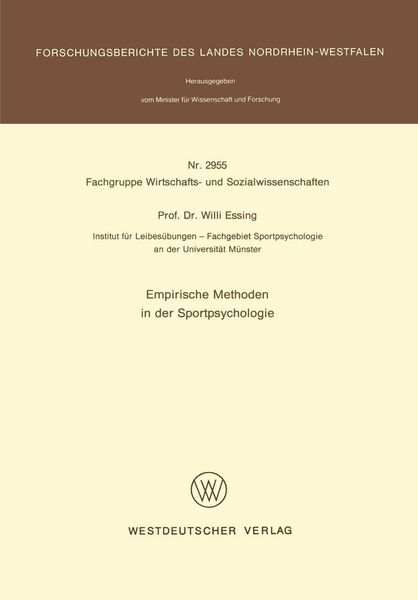 Produktbild: Empirische Methoden in der Sportpsychologie