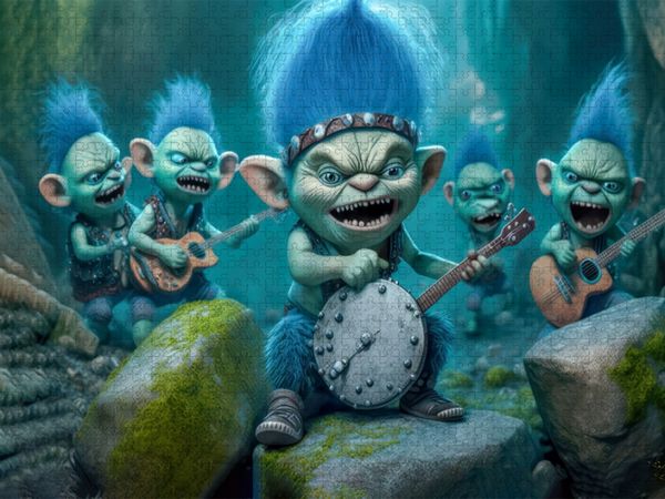 Produktbild: CALVENDO Puzzle Gruppe von Trollen mit blauem Haar | 1000 Teile Lege-Gr&ouml;&szlig;e 64x48cm Foto-Puzzle f&uuml;r gl&uuml;ckliche Stunden