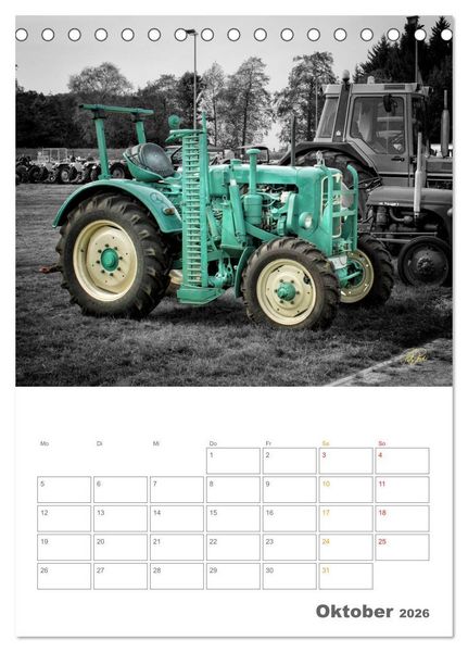 Produktbild: Oldtimer - Trecker Liebe (Tischkalender 2026 DIN A5 hoch), CALVENDO Monatskalender