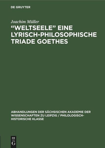 Produktbild: "Weltseele" eine lyrisch-philosophische Triade Goethes