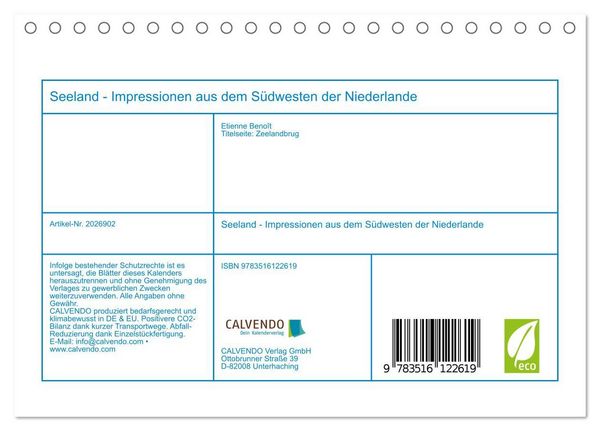 Produktbild: Seeland - Impressionen aus dem S&uuml;dwesten der Niederlande (Tischkalender 2026 DIN A5 quer), CALVENDO Monatskalender