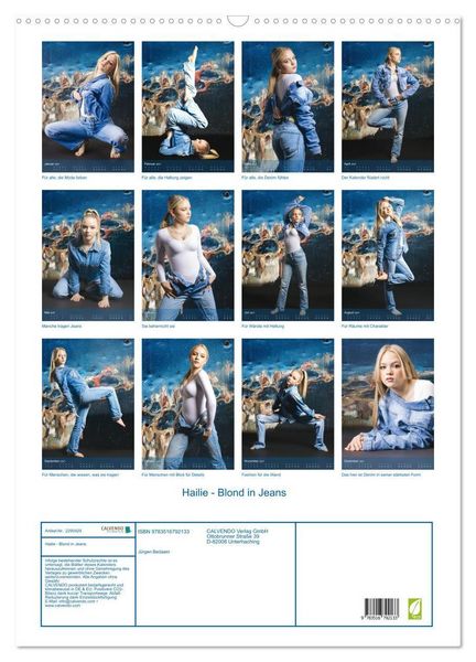 Produktbild: Hailie - Blond in Jeans (Wandkalender 2027 DIN A2 hoch), CALVENDO Monatskalender