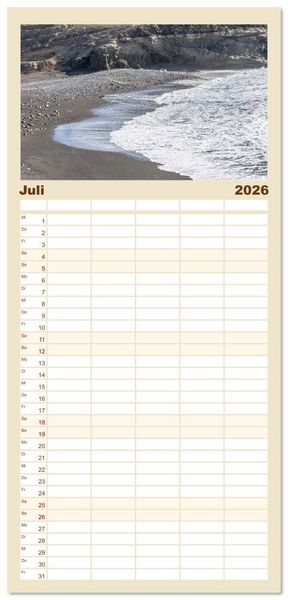 Produktbild: Familienplaner 2026 - Fuerteventura - W&uuml;stenzauber und Meeresrauschen mit 5 Spalten (Wandkalender, 21 x 45 cm) CALVENDO
