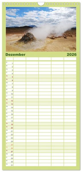 Produktbild: Familienplaner 2026 - Das ist ISLAND mit 5 Spalten (Wandkalender, 21 x 45 cm) CALVENDO