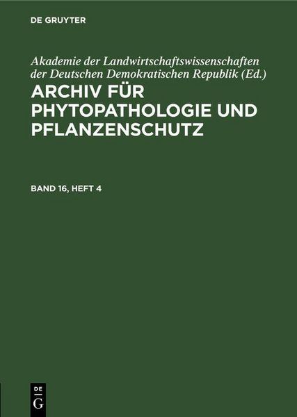 Produktbild: Archiv f&uuml;r Phytopathologie und Pflanzenschutz. Band 16, Heft 4