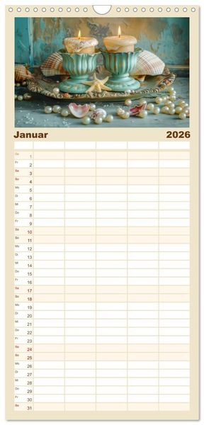 Produktbild: Familienplaner 2026 - Lichtvolle Stillleben mit 5 Spalten (Wandkalender, 21 x 45 cm) CALVENDO