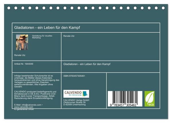 Produktbild: Gladiatoren - ein Leben f&uuml;r den Kampf (Tischkalender 2026 DIN A5 quer), CALVENDO Monatskalender