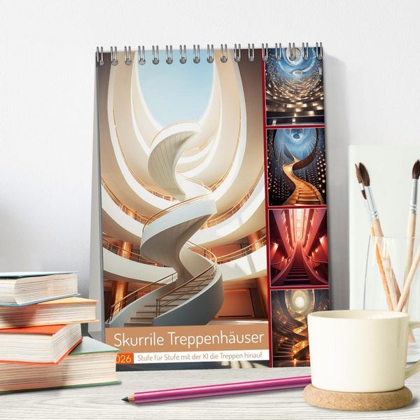 Produktbild: Skurrile Treppenh&auml;user (Tischkalender 2026 DIN A5 hoch), CALVENDO Monatskalender