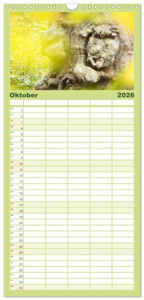 Produktbild: Familienplaner 2026 - Waldd&auml;monen mit 5 Spalten (Wandkalender, 21 x 45 cm) CALVENDO