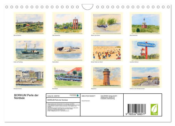 Produktbild: BORKUM Perle der Nordsee (Wandkalender 2026 DIN A4 quer), CALVENDO Monatskalender