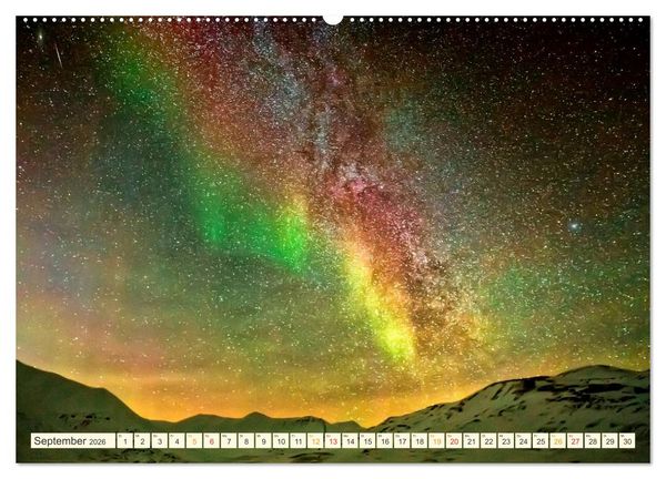 Produktbild: Sternenhimmel im magischen Licht - Polarlicht und Milchstra&szlig;e (Wandkalender 2026 DIN A2 quer), CALVENDO Monatskalender