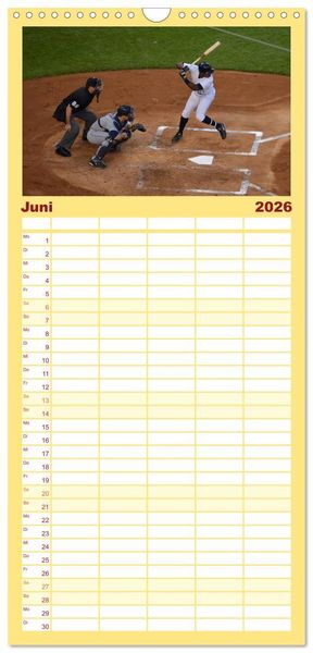 Produktbild: Familienplaner 2026 - Kultsport Baseball mit 5 Spalten (Wandkalender, 21 x 45 cm) CALVENDO