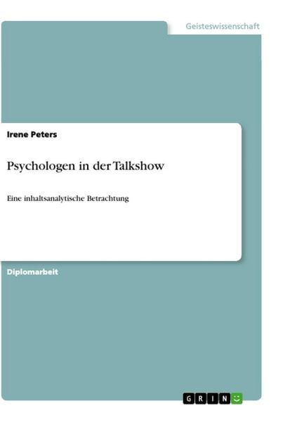 GRIN Psychologen in der Talkshow Book