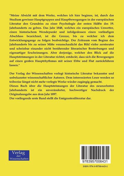 Produktbild: Die Hauptstr&ouml;mungen der Literatur des neunzehnten Jahrhunderts