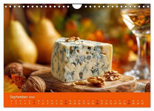 Produktbild: K&auml;sekalender - mit Gourmet K&auml;se und Platten durchs Jahr (Wandkalender 2026 DIN A4 quer), CALVENDO Monatskalender