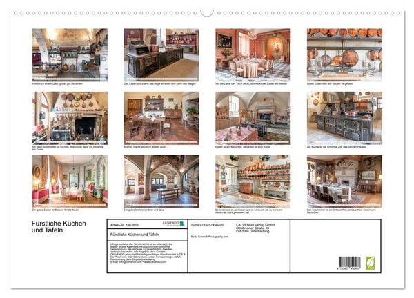 Produktbild: F&uuml;rstliche K&uuml;chen und Tafeln (Wandkalender 2026 DIN A2 quer), CALVENDO Monatskalender
