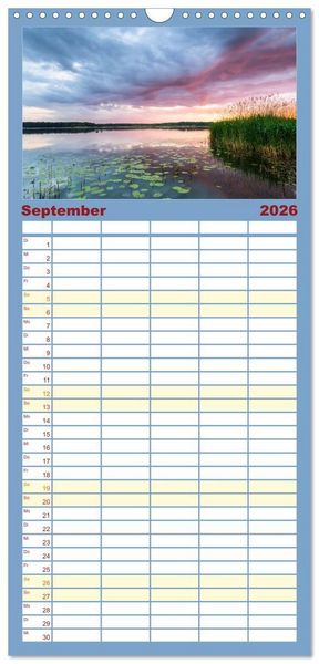 Produktbild: Familienplaner 2026 - Stimmungsvolle Landschaften in Sachsen mit 5 Spalten (Wandkalender, 21 x 45 cm) CALVENDO