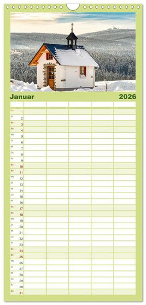 Produktbild: Familienplaner 2026 - Sch&ouml;nes Erzgebirge mit 5 Spalten (Wandkalender, 21 x 45 cm) CALVENDO