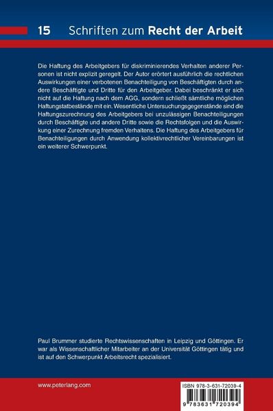 Produktbild: Die Haftung des Arbeitgebers f&uuml;r Benachteiligungen seiner Besch&auml;ftigten durch andere Besch&auml;ftigte und Dritte