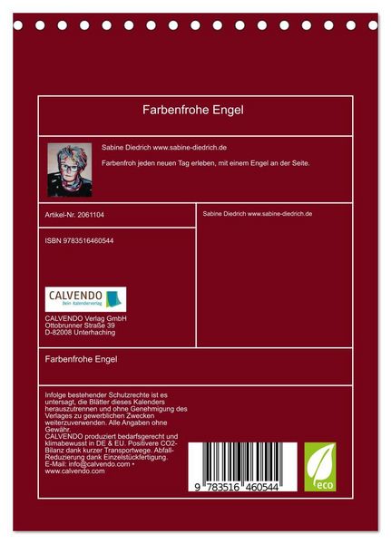 Produktbild: Farbenfrohe Engel (Tischkalender 2026 DIN A5 hoch), CALVENDO Monatskalender