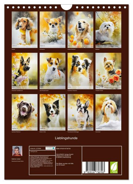 Produktbild: Lieblingshunde (Wandkalender 2026 DIN A4 hoch), CALVENDO Monatskalender