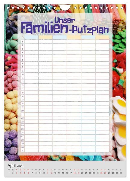 Produktbild: Unser Familien-Putzplan & Kalender 2026 (Wandkalender 2026 DIN A4 hoch), CALVENDO Monatskalender