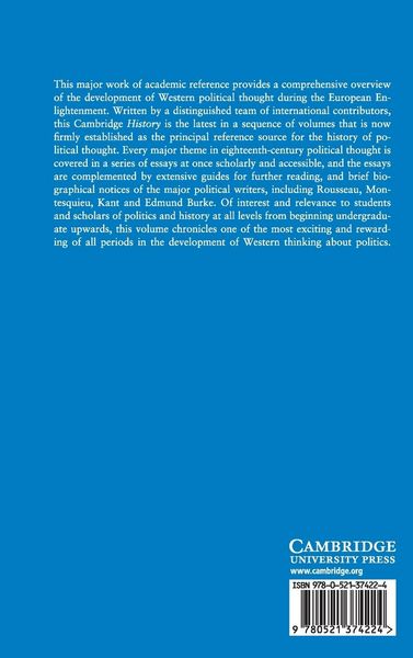 Produktbild: The Cambridge History of Eighteenth-Century Political Thought