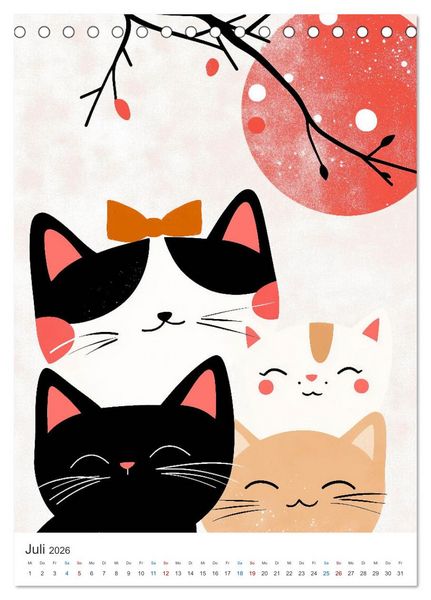Produktbild: Kunterbunte Katzenbande (Tischkalender 2026 DIN A5 hoch), CALVENDO Monatskalender