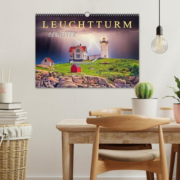 Produktbild: Leuchtturm Gewitter (Wandkalender 2026 DIN A3 quer), CALVENDO Monatskalender