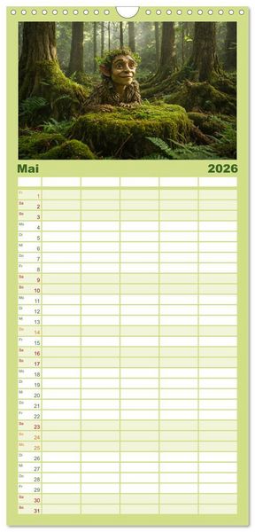 Produktbild: Familienplaner 2026 - Keltische Legenden - Die kleinen Wesen der Natur mit 5 Spalten (Wandkalender, 21 x 45 cm) CALVENDO