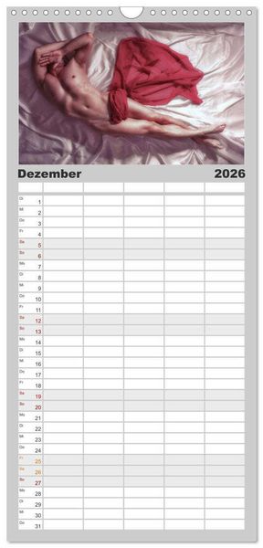 Produktbild: Familienplaner 2026 - M&Auml;NNER - AKTE ZWISCHEN KRAFT UND SINNLICHKEIT mit 5 Spalten (Wandkalender, 21 x 45 cm) CALVENDO