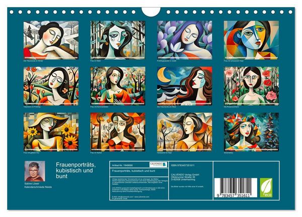 Produktbild: Frauenportr&auml;ts, kubistisch und bunt (Wandkalender 2026 DIN A4 quer), CALVENDO Monatskalender