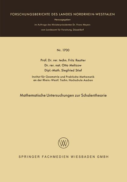 Produktbild: Mathematische Untersuchungen zur Schalentheorie