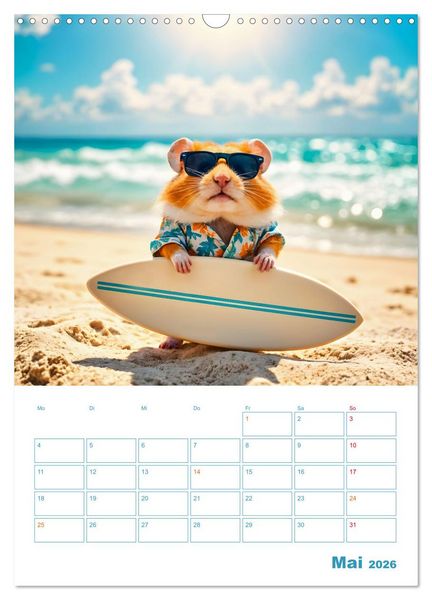 Produktbild: Holiday Hamster - Urlaubsfeeling pur mit sonnigen KI Hamstern (Wandkalender 2026 DIN A3 hoch), CALVENDO Monatskalender