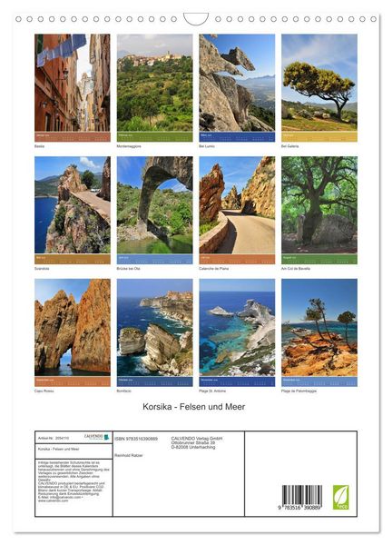 Produktbild: Korsika - Felsen und Meer (Wandkalender 2026 DIN A3 hoch), CALVENDO Monatskalender