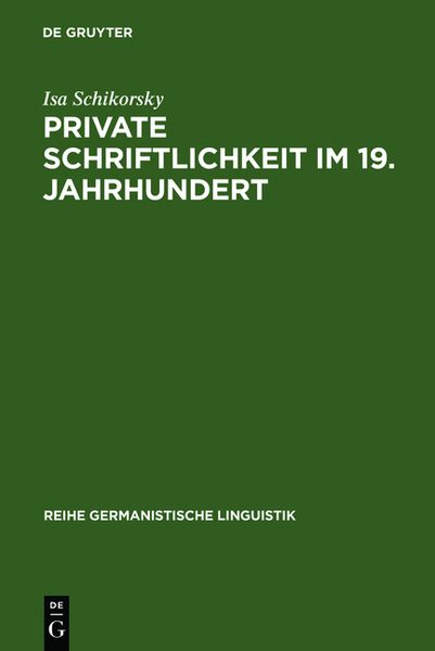 Produktbild: Private Schriftlichkeit im 19. Jahrhundert