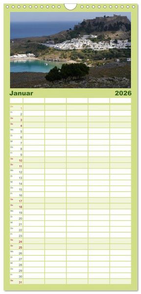 Produktbild: Familienplaner 2026 - Trauminsel Rhodos mit 5 Spalten (Wandkalender, 21 x 45 cm) CALVENDO