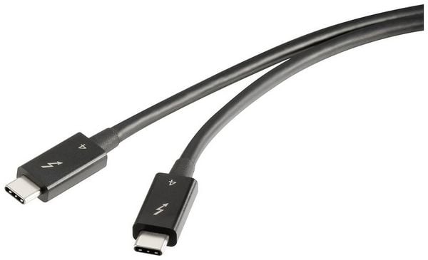 Produktbild: Renkforce Thunderbolt&trade;-Kabel Thunderbolt&trade; 4 Thunderbolt&trade; (USB-C&reg;) Stecker, Thunderbolt&trade; (USB-C&reg;) Stecker 0.80m Schwarz doppelt