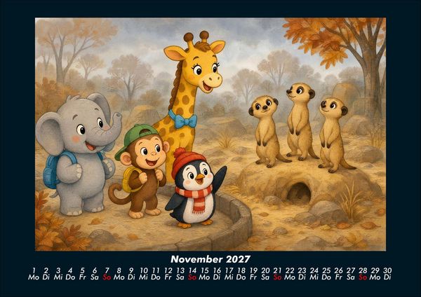 Produktbild: Ein Jahr im Zoo mit Raffi und Freunden 2027 Fotokalender DIN A4