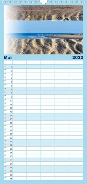 Produktbild: Familienplaner K&uuml;stenstreifen an der Nordsee (Wandkalender 2022 , 21 cm x 45 cm, hoch)