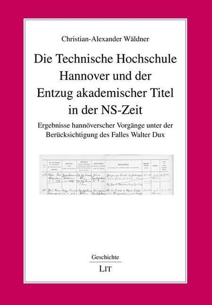Produktbild: W&auml;ldner, C: Technische Hochschule Hannover