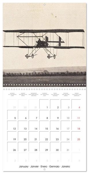 Produktbild: Avions biplans sur cartes postales anciennes (Calendrier mural carr&eacute; 2026 30x30 cm) Calendrier double avec une page pour vos prises de notes